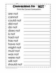 Contraction Worksheets
