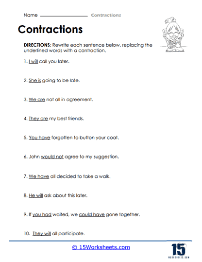 Contractions Worksheets - 15 Worksheets Library