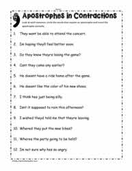 Contraction Worksheets