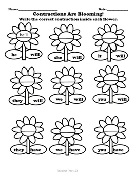 contractions worksheet 1st grade