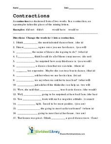 contractions worksheet 3rd grade