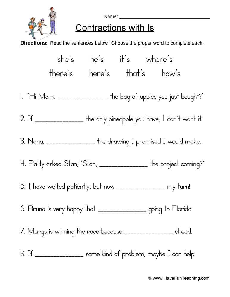 Is Contractions Worksheet  