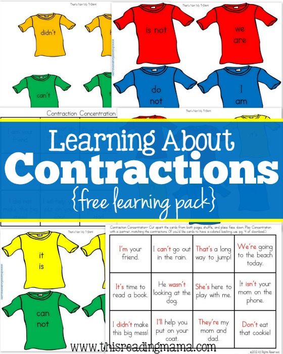 contractions worksheet free