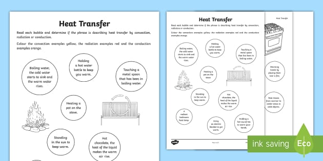 convection conduction radiation worksheet