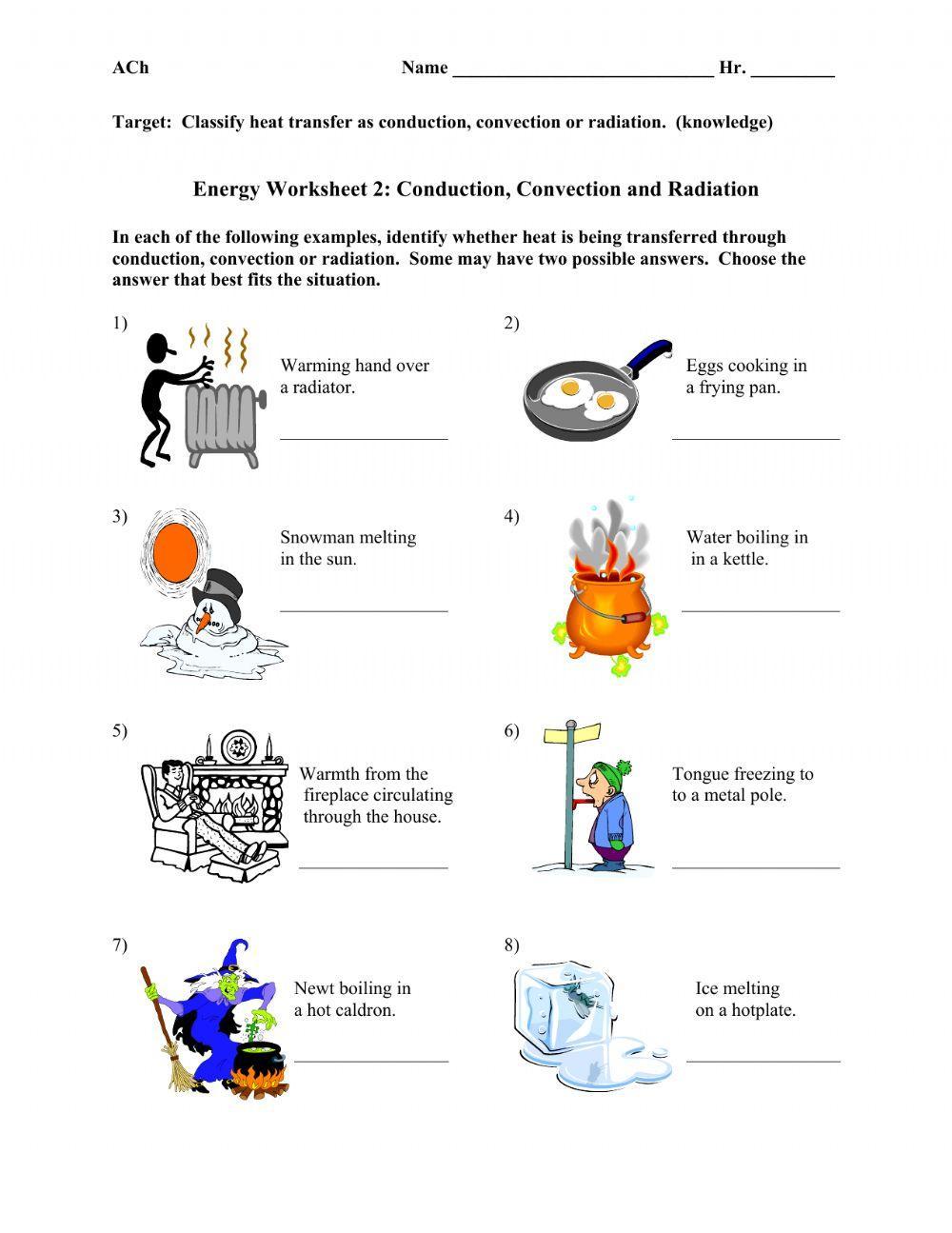 Examples of conduction convection radiation worksheet | Live ...