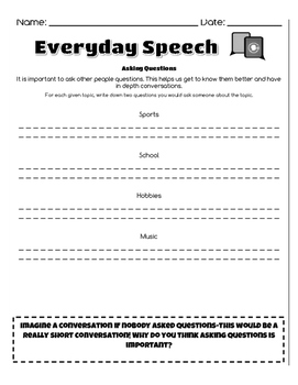 No Prep Social Skills-Conversation Topic Bundle by Everyday Speech