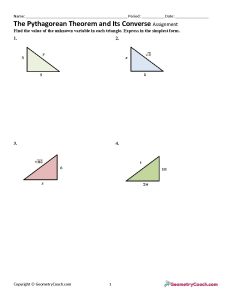 converse of pythagorean theorem worksheet