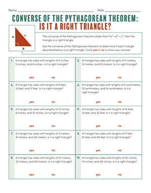converse of the pythagorean theorem worksheet