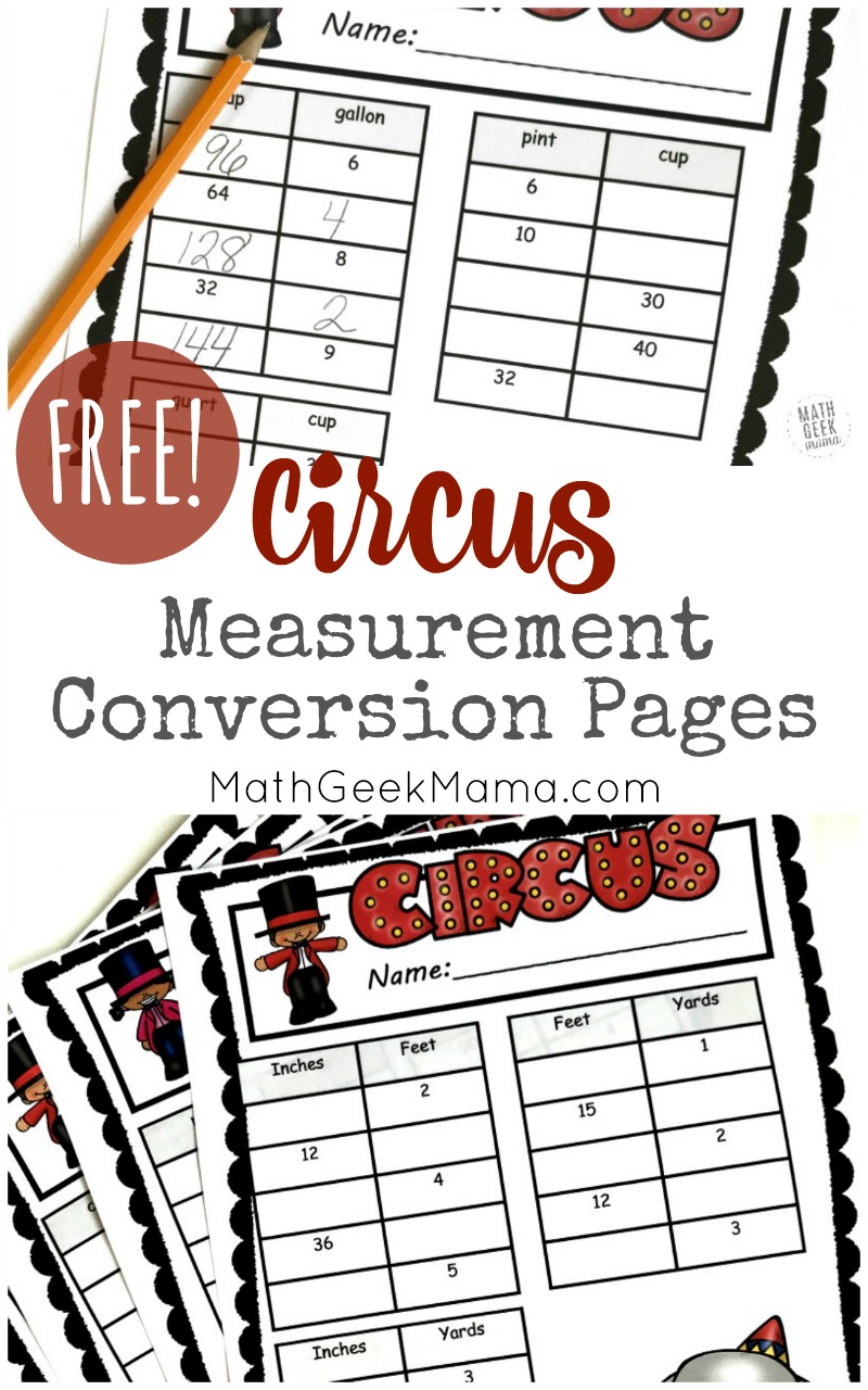FREE} Circus Themed Conversion Worksheets