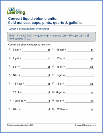 Grade 5 Measurement Worksheets | Worsheets library