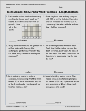 conversion word problems worksheet with answers