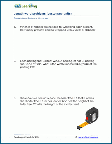 Length word problems for grade 5 | Worsheets library