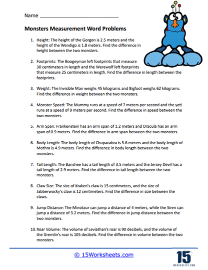 Measurement Word Problems Worksheets - 15 Worksheets Library