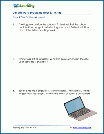 Grade 4 length word problem worksheets | Worsheets library