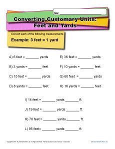 Unit Conversion Worksheet | Converting Feet and Yards