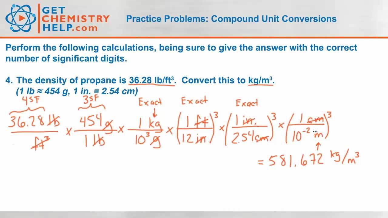 Chemistry Practice Problems: Compound Unit Conversions