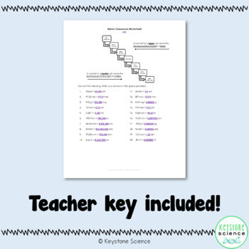 Metric Conversions Worksheet Practice with Answer Key - Keystone ...