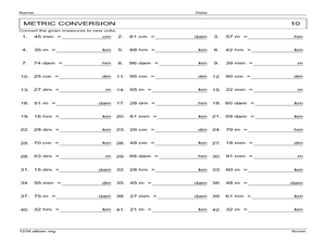conversions metric worksheet
