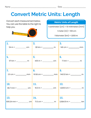 conversions within the metric system worksheet
