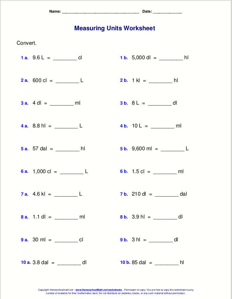 conversions within the metric system worksheet