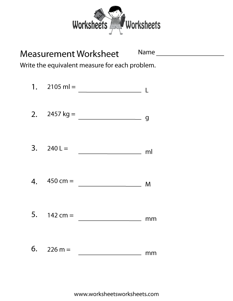 Measurement Conversion Worksheet | Worksheets Worksheets