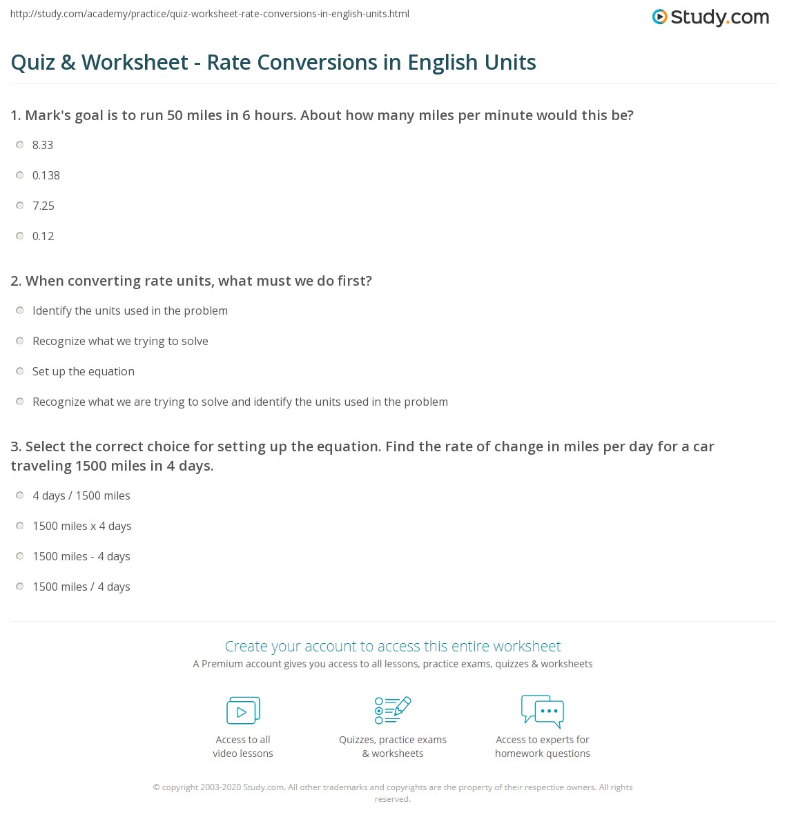 convert unit rates worksheet answers