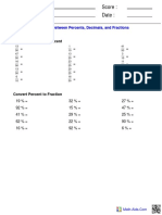 Name: Teacher: Date: Score:: Converting Between Percents, Decimals ...