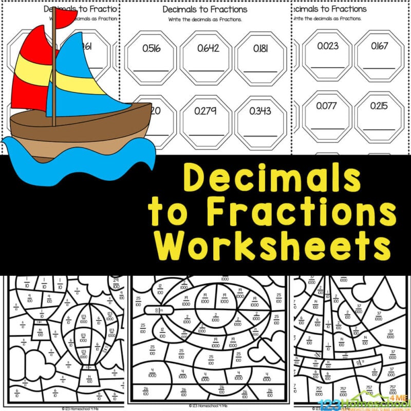 converting decimals to fractions worksheet 6th grade