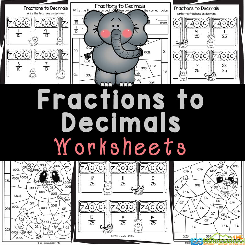 FREE Converting Fractions to Decimals Worksheets