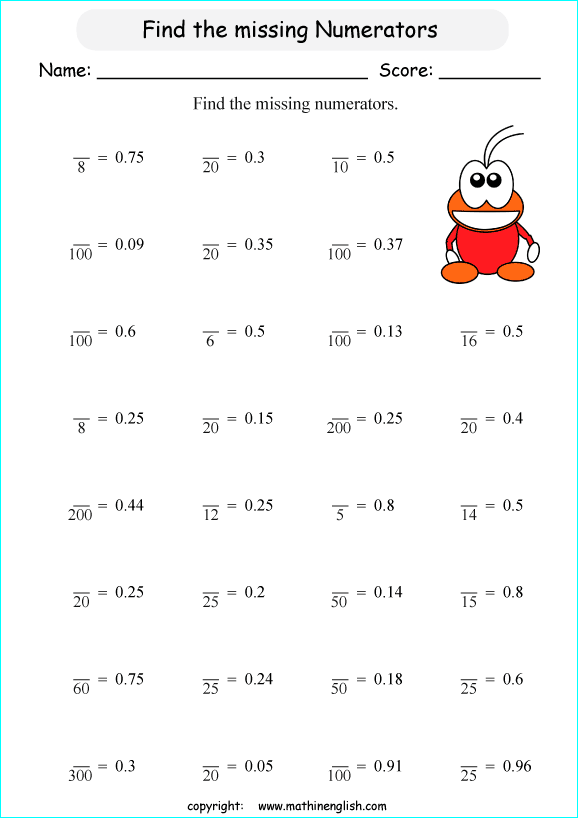 Printable primary math worksheet for math grades 1 to 6 based on ...