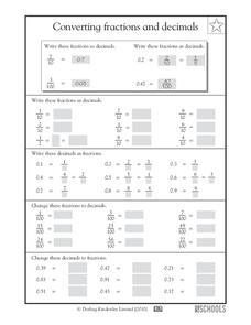 converting fractions into decimals worksheet