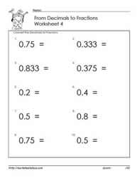 converting fractions to decimals worksheet 6th grade