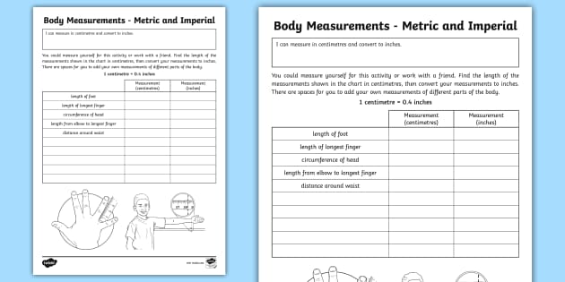 converting metric to standard worksheet