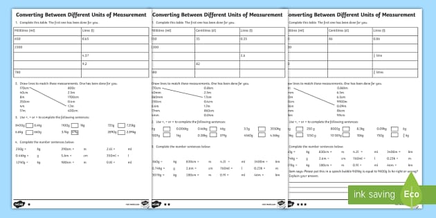 Converting Measurements Worksheet - KS2 Maths Resource