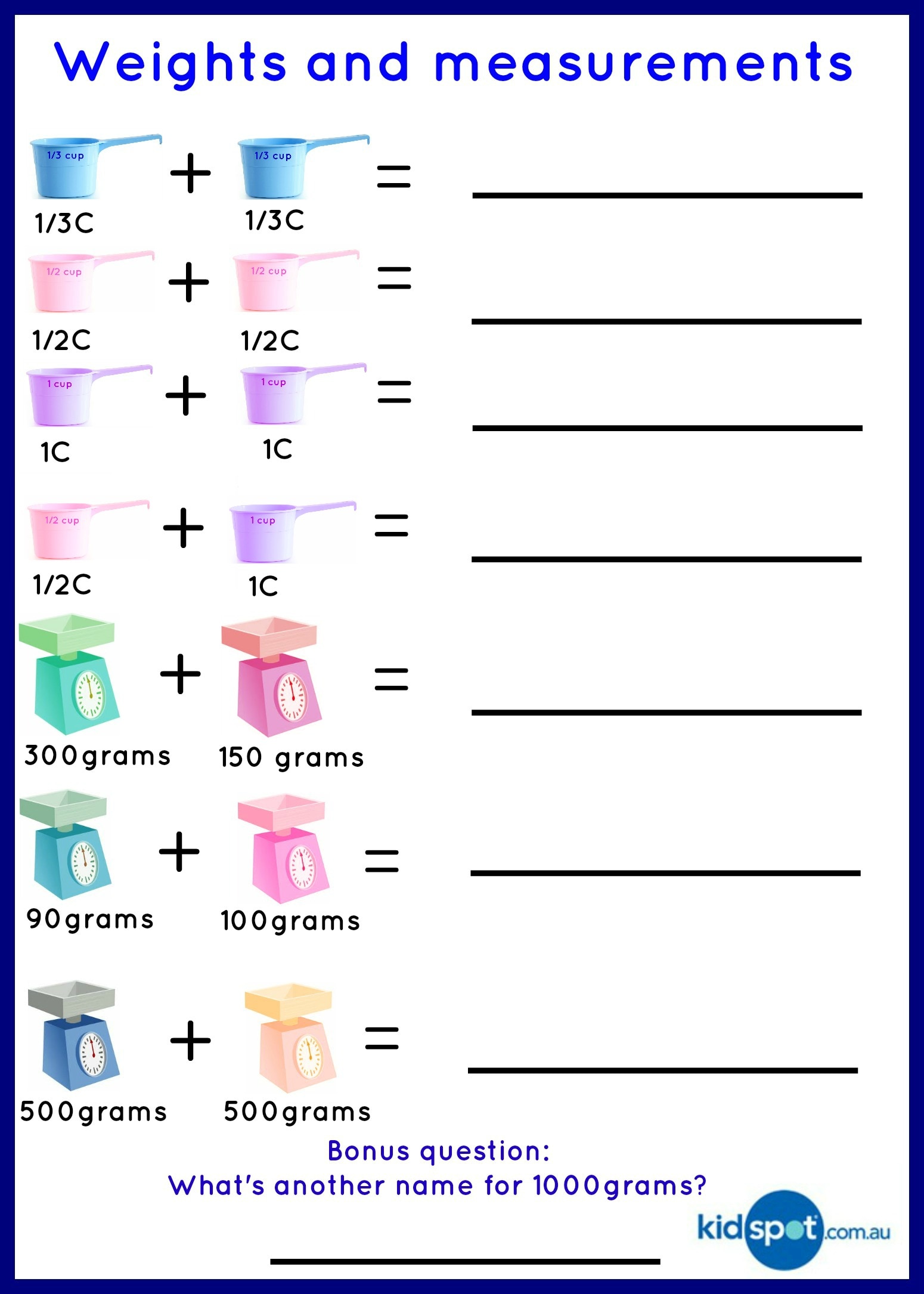 Weights and measurements | Kidspot