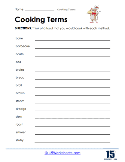 Cooking Terms Worksheets - 15 Worksheets Library