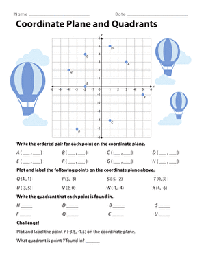 Coordinate Plane and Quadrants | Worksheet 