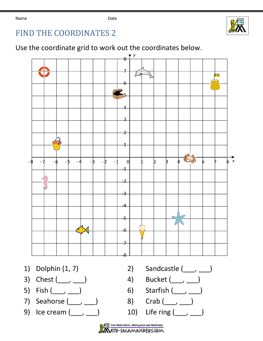 coordinate plane worksheet 5th grade