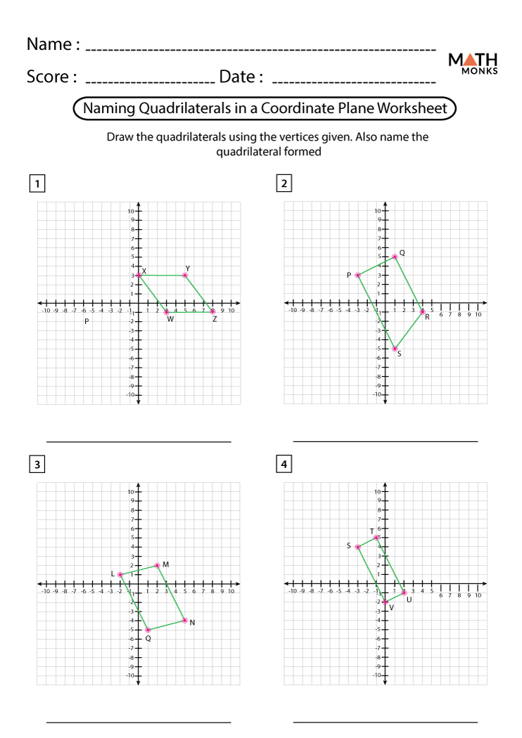 Quadrilaterals in Coordinate Plane Worksheets - Math Monks