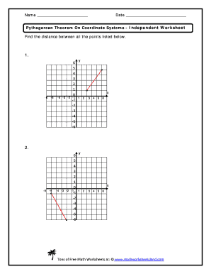 Pythagorean Theorem On Coordinate Systems Independent Worksheet ...
