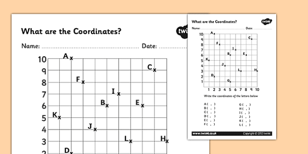 What are the Coordinates? Worksheet / Worksheet - Twinkl