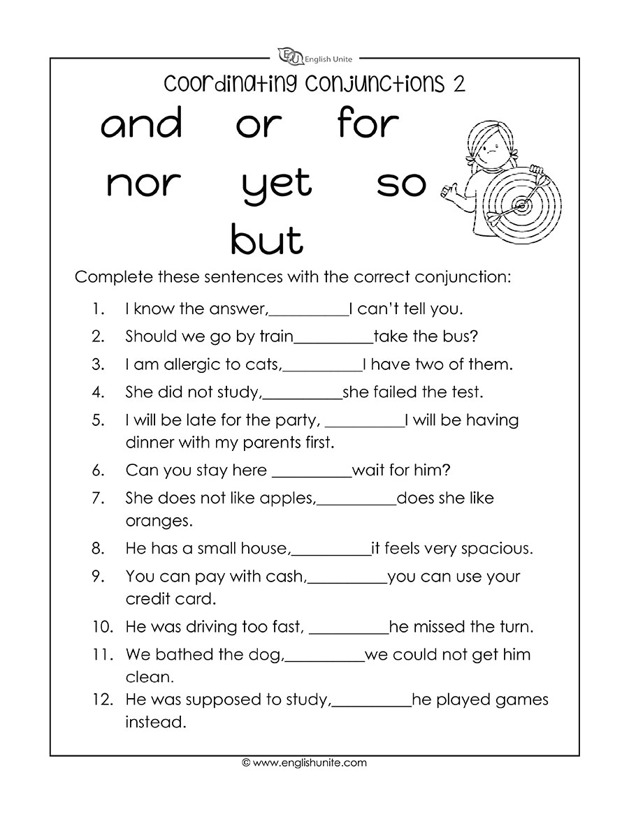 coordinating conjunctions worksheet