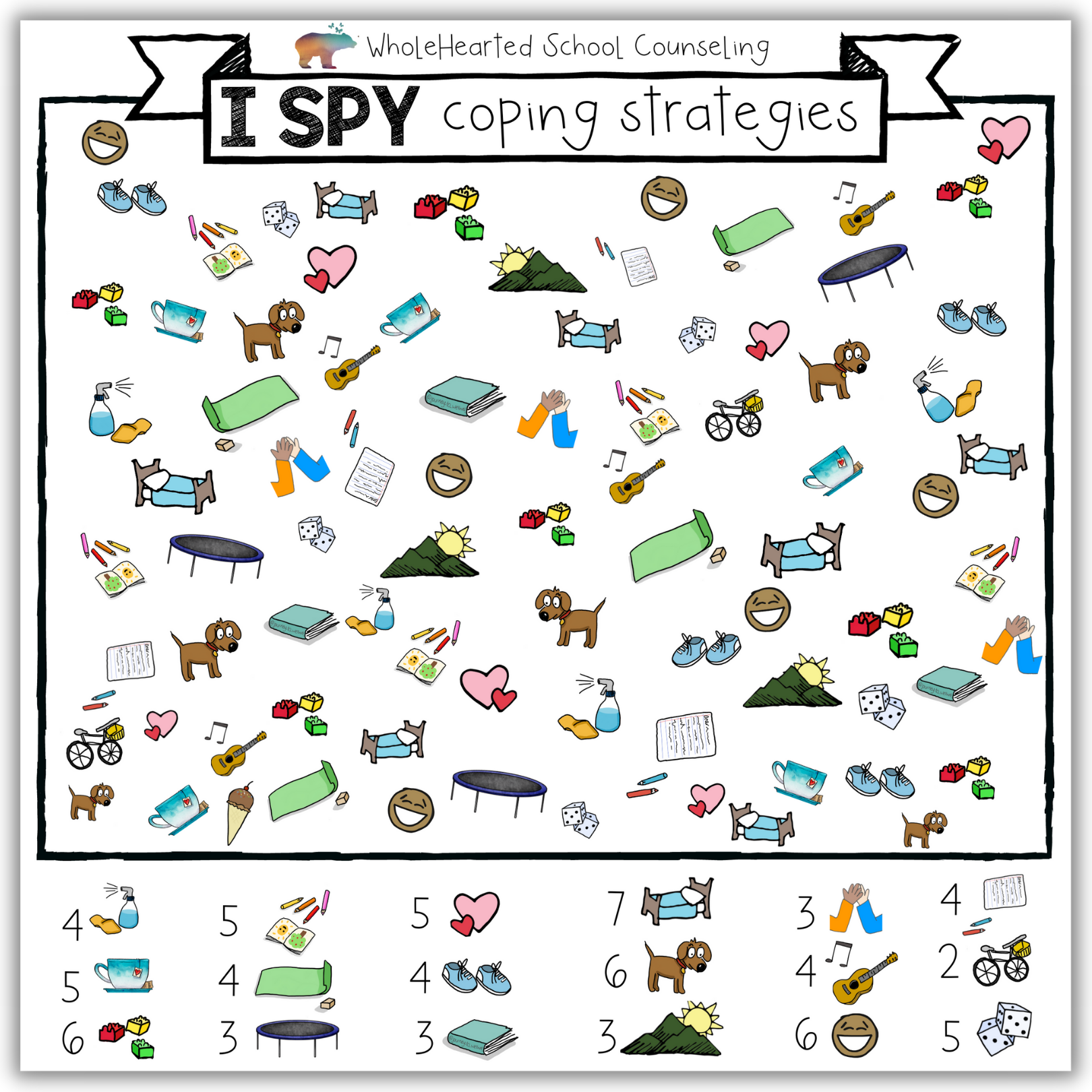 I SPY COPING SKILLS! Free Poster / Printable - WholeHearted School ...