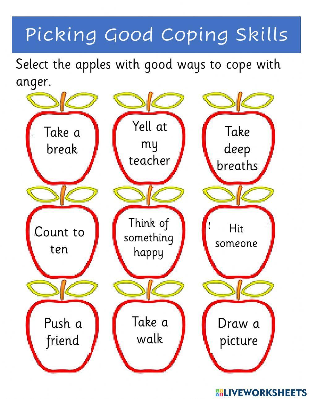 Picking good coping skills worksheet live worksheets worksheets library