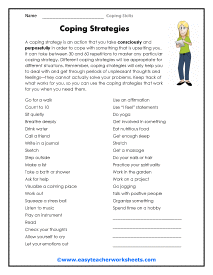 Coping Skills Worksheets