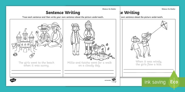 Whatever the Weather Trace and Copy Sentence Writing Worksheet ...