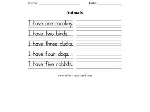 Animals: copy sentences Worksheet for 1st - 2nd Grade | Lesson Planet