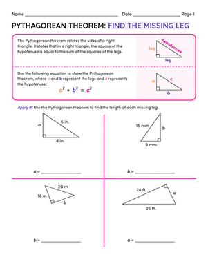 Pythagorean Theorem: Find the Missing Leg | Interactive Worksheet ...
