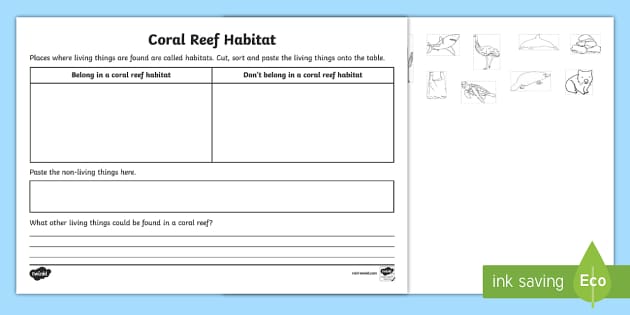 Coral Reef Habitat Worksheet / Worksheet (teacher made)