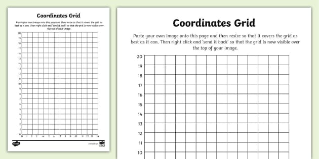 Four Quadrant Coordinate Graph Paper <i>x</i> = [-10,10]; <i>y</i ...
